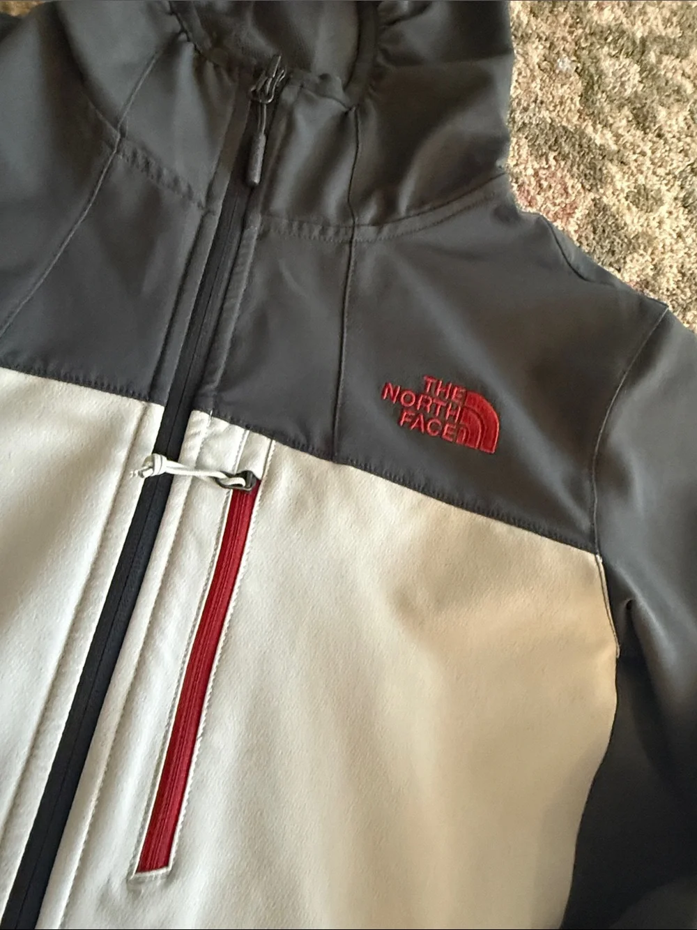 The North Face Men’s Hooded Two-Tone Softshell Jacket - Gray/Light Gray size S
